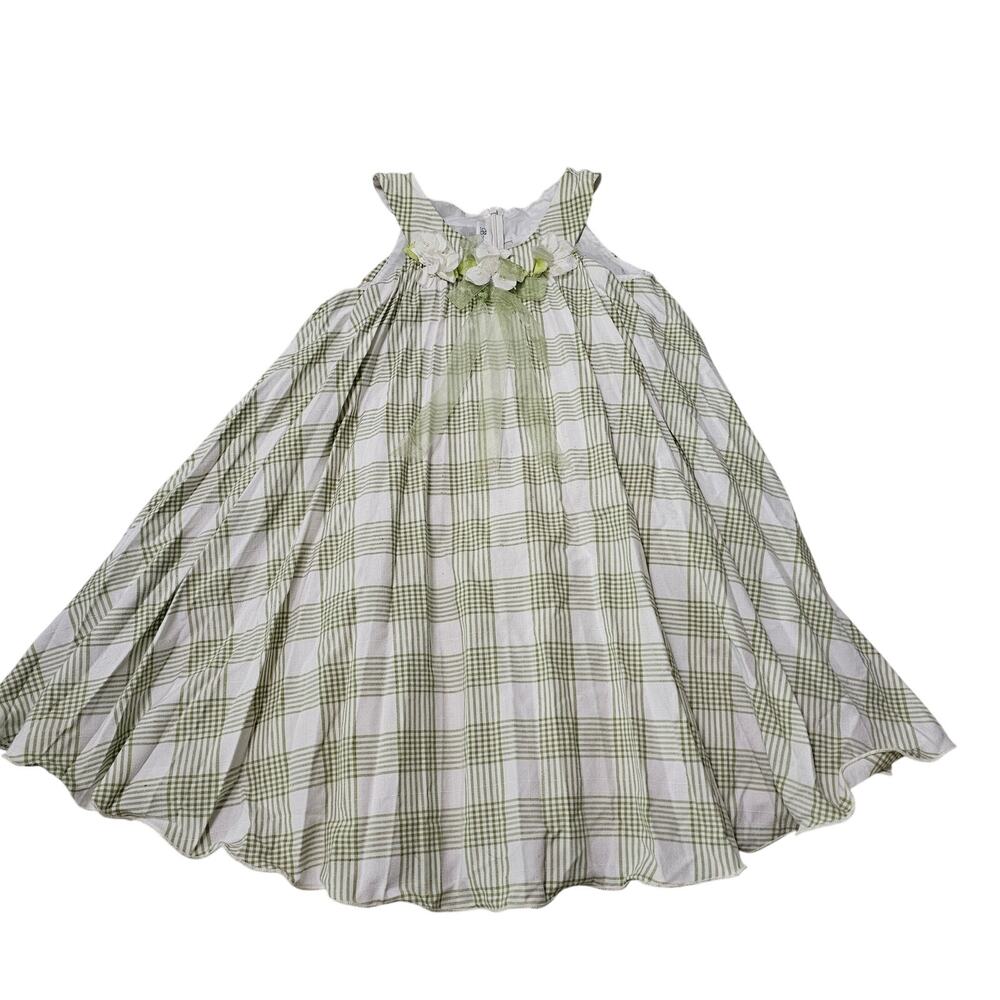 Bobbie Jean Girls Size 6 Dress Green Gingham
